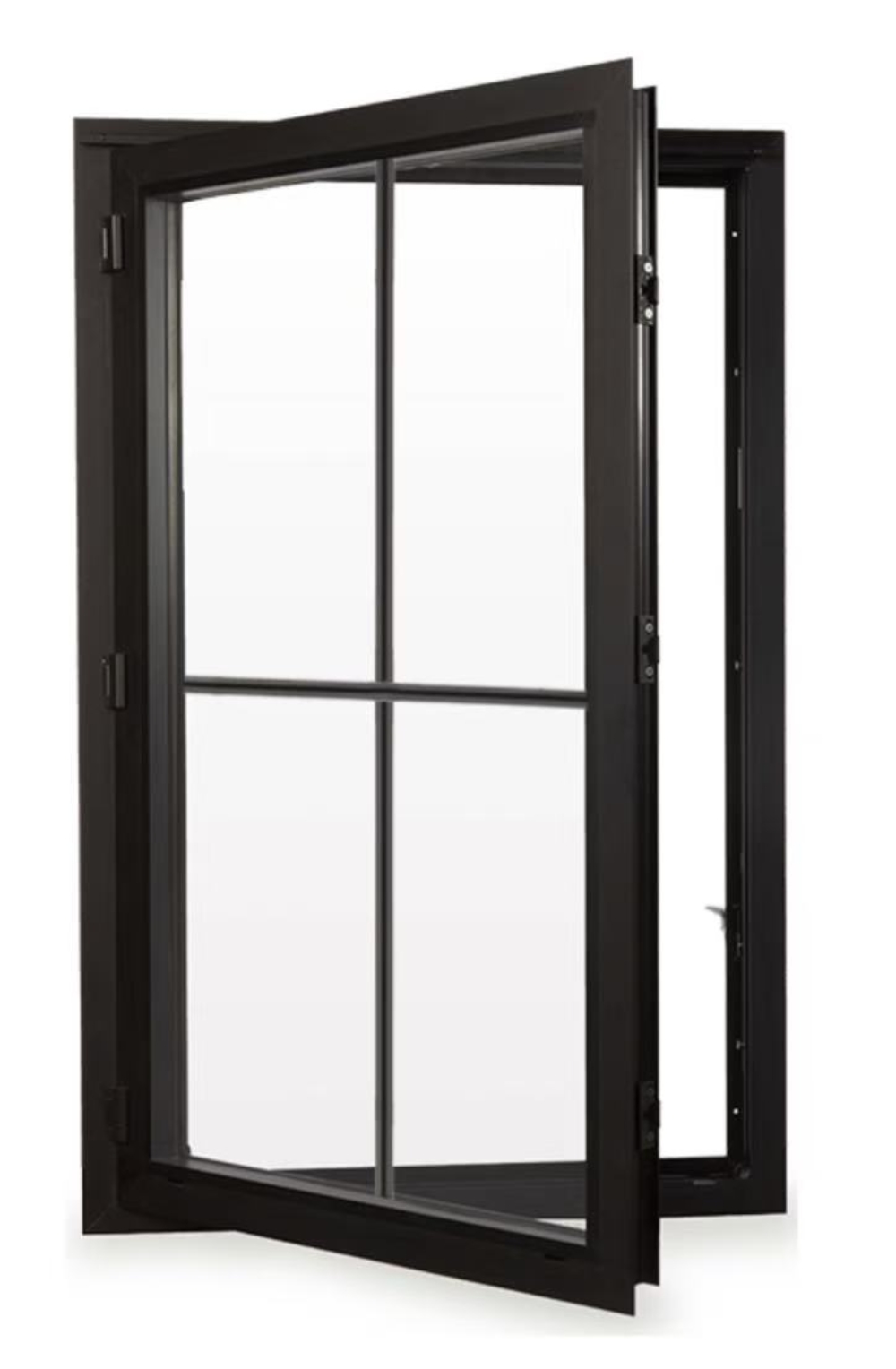 Fenêtre à battant en aluminium noir avec verre clair